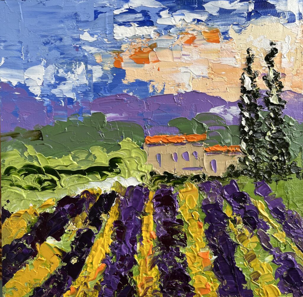 Provence Farm House original oil impasto landscape