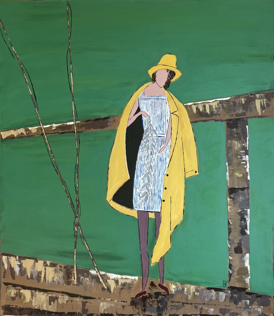 Fishing Girl original painting