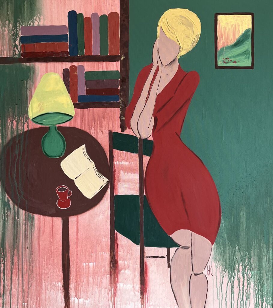 reading faceless woman original painting