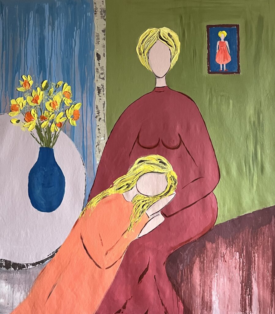 mother daughter original painting