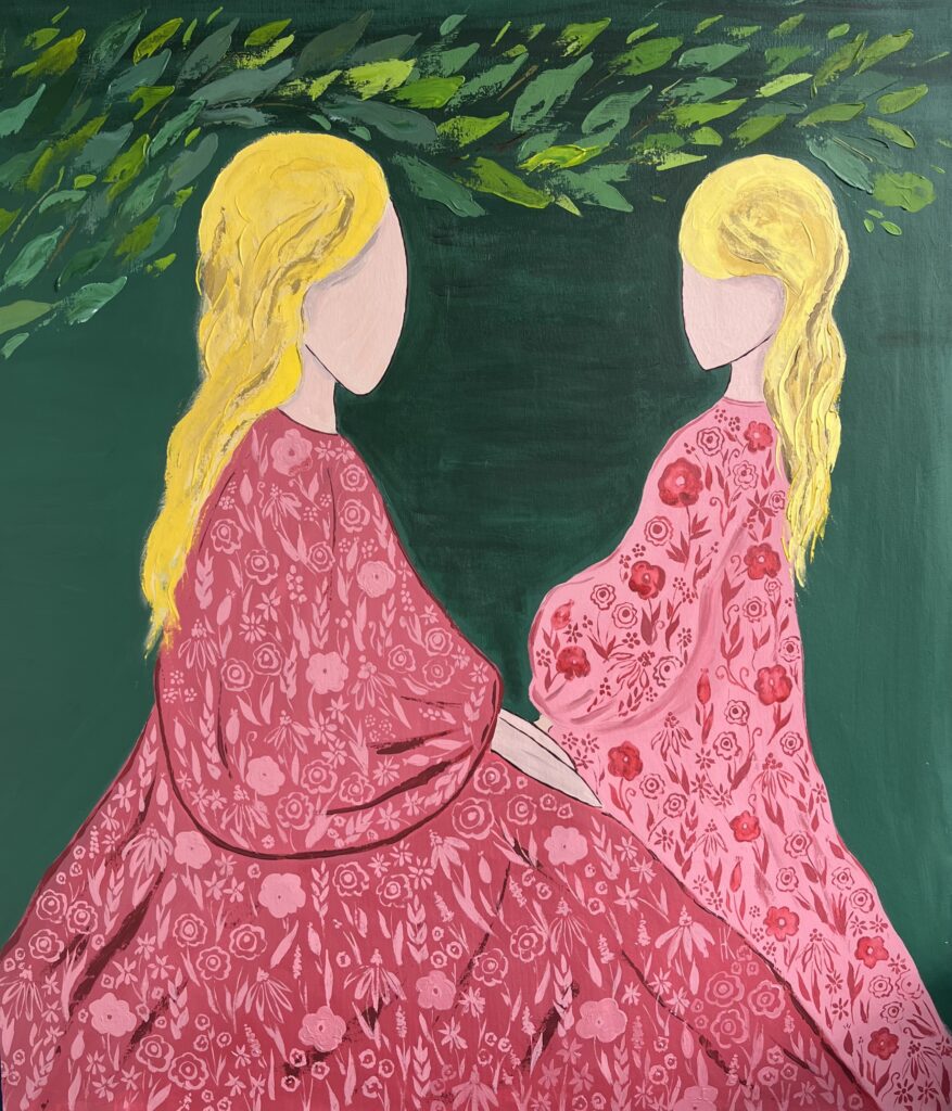 mother daughter original painting