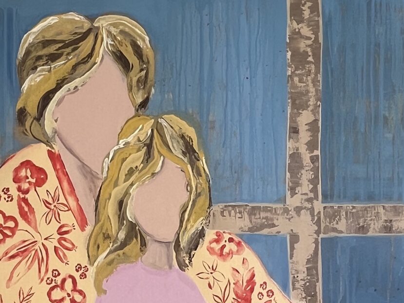 mother daughter original painting